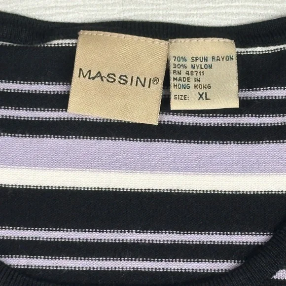 Massini Black and Lavender Purple Striped Tank Top Classy Modest - Picture 2 of 7